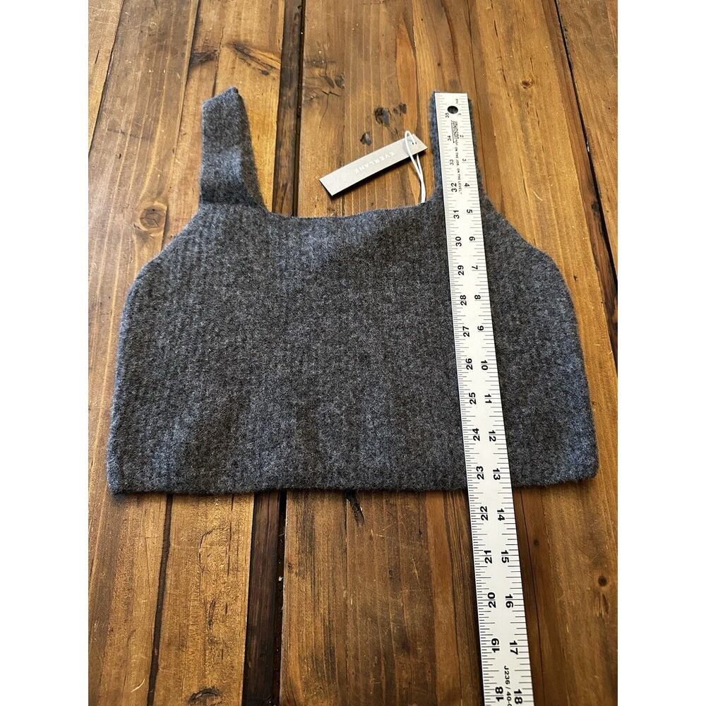 Everlane charcoal grey wool yak hair knit cozy stretch crop bralette tank top S - Picture 11 of 11